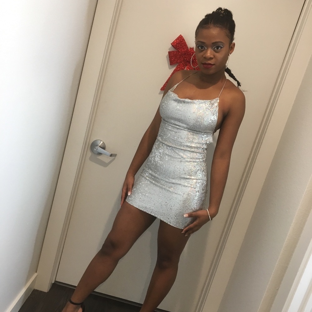Sequin silver dress
